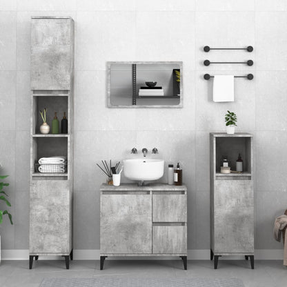 Set di Mobili da Bagno 3 pz Grigio Cemento in Legno Multistrato - homemem39