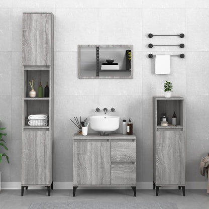 Set Mobili da Bagno 3 pz Grigio Sonoma in Legno Multistrato - homemem39