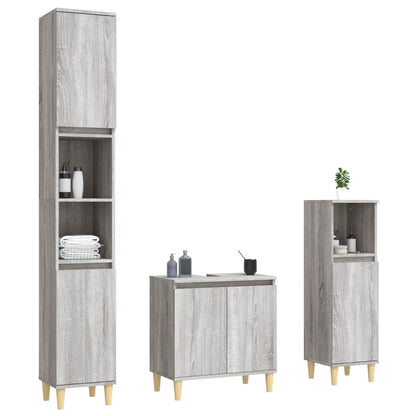 Set Mobili da Bagno 3 pz Grigio Sonoma in Legno Multistrato - homemem39