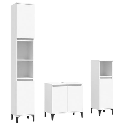 Set Mobili da Bagno 3 pz Bianco in Legno Multistrato - homemem39