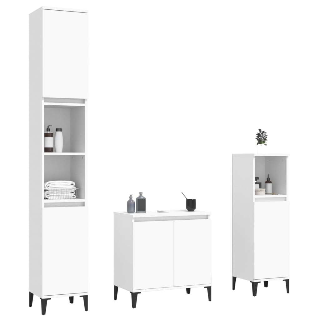 Set Mobili da Bagno 3 pz Bianco in Legno Multistrato - homemem39