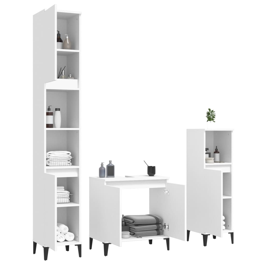 Set Mobili da Bagno 3 pz Bianco in Legno Multistrato - homemem39