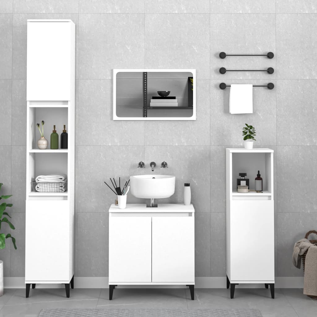 Set Mobili da Bagno 3 pz Bianco in Legno Multistrato - homemem39