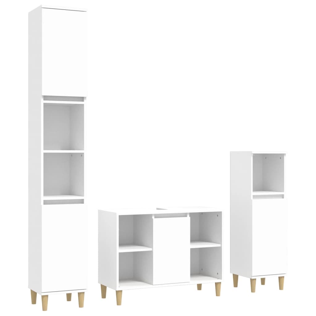 Set Mobili da Bagno 3 pz Bianco in Legno Multistrato - homemem39