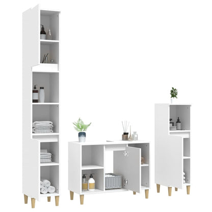 Set Mobili da Bagno 3 pz Bianco in Legno Multistrato - homemem39