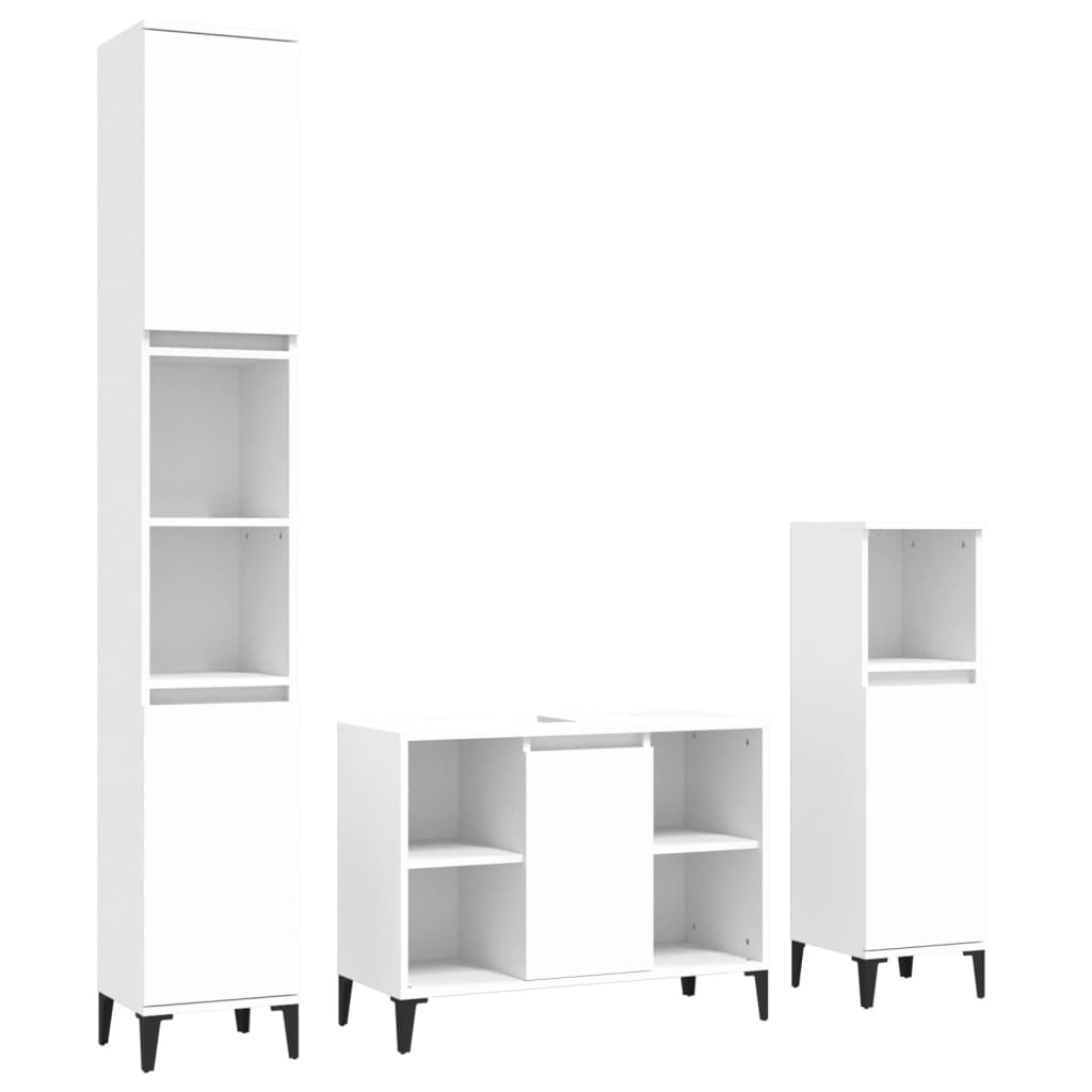 Set Mobili da Bagno 3 pz Bianco in Legno Multistrato - homemem39