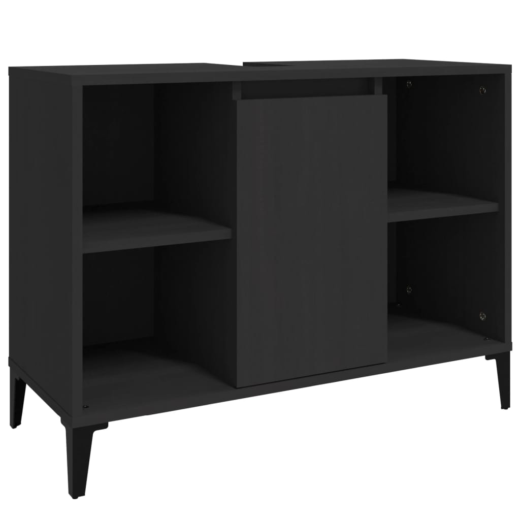 Set Mobili da Bagno 3 pz Nero in Legno Multistrato - homemem39