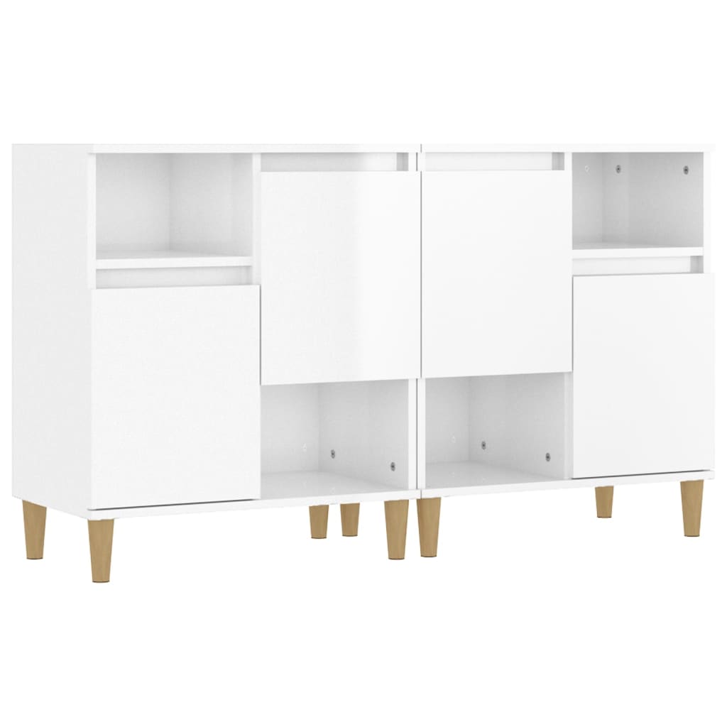 Credenze 2pz Bianco Lucido 60x35x70 cm in Legno Multistrato - homemem39