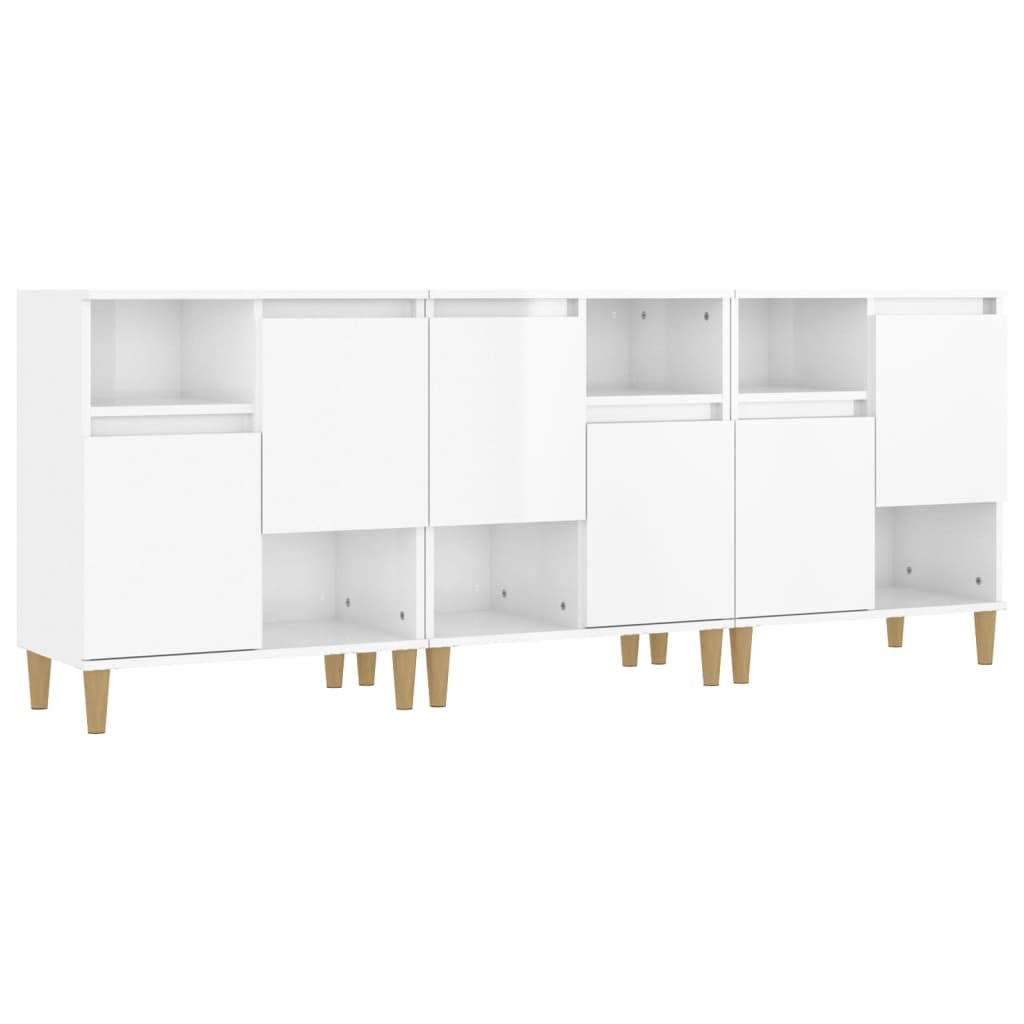 Credenze 3pz Bianco Lucido 60x35x70 cm in Legno Multistrato - homemem39