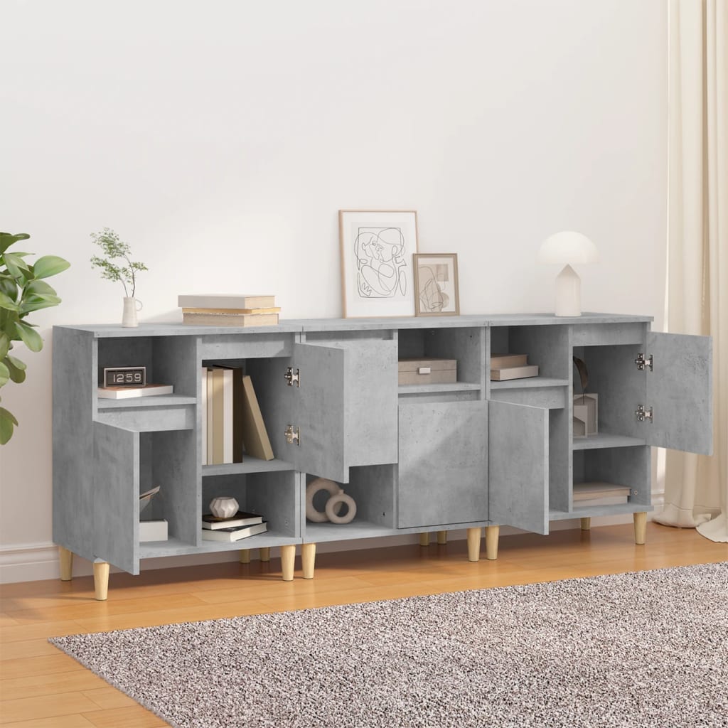 Credenze 3pz Grigio Cemento 60x35x70 cm in Legno Multistrato - homemem39