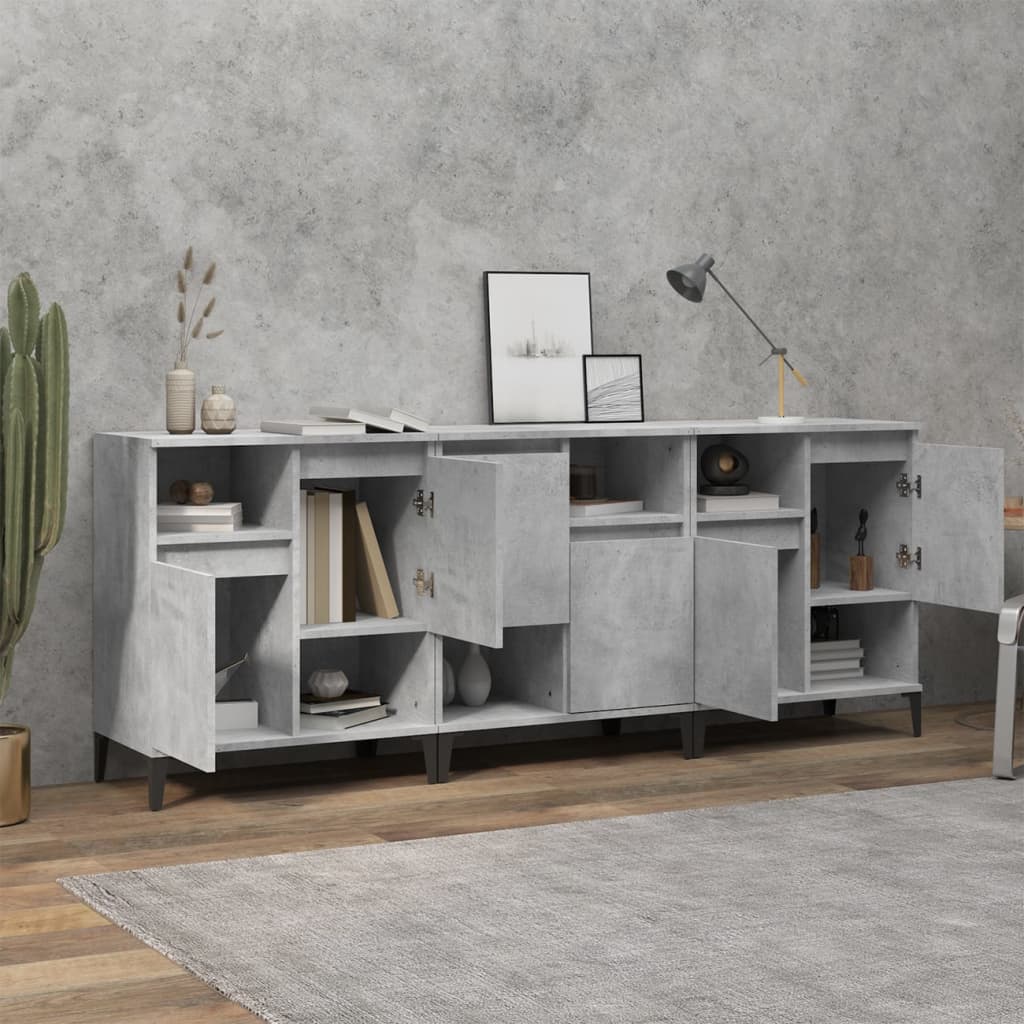 Credenze 3pz Grigio Cemento 60x35x70 cm in Legno Multistrato - homemem39