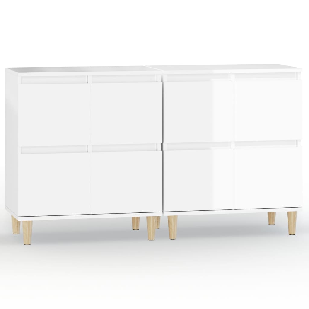 Credenze 2pz Bianco Lucido 60x35x70 cm in Legno Multistrato - homemem39