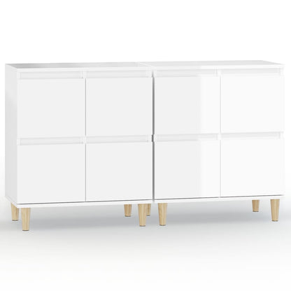 Credenze 2pz Bianco Lucido 60x35x70 cm in Legno Multistrato - homemem39