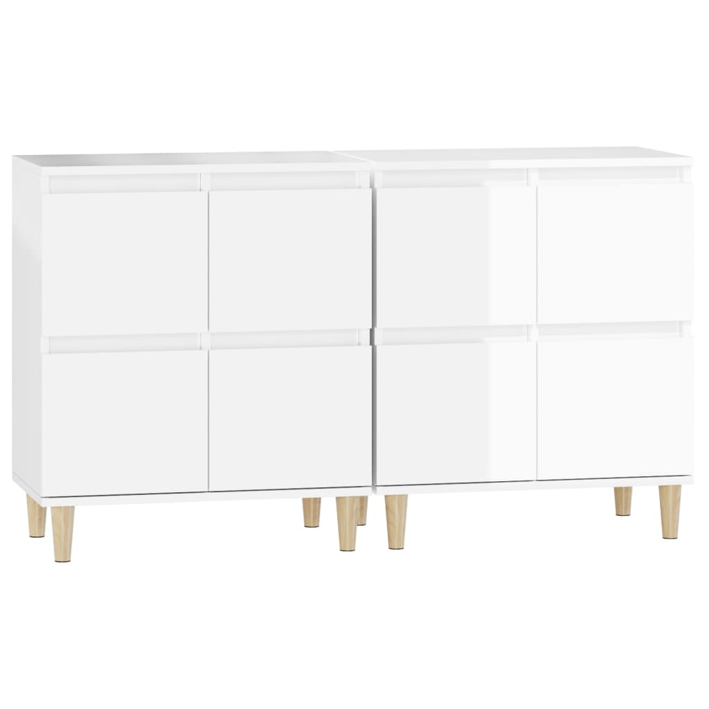 Credenze 2pz Bianco Lucido 60x35x70 cm in Legno Multistrato - homemem39