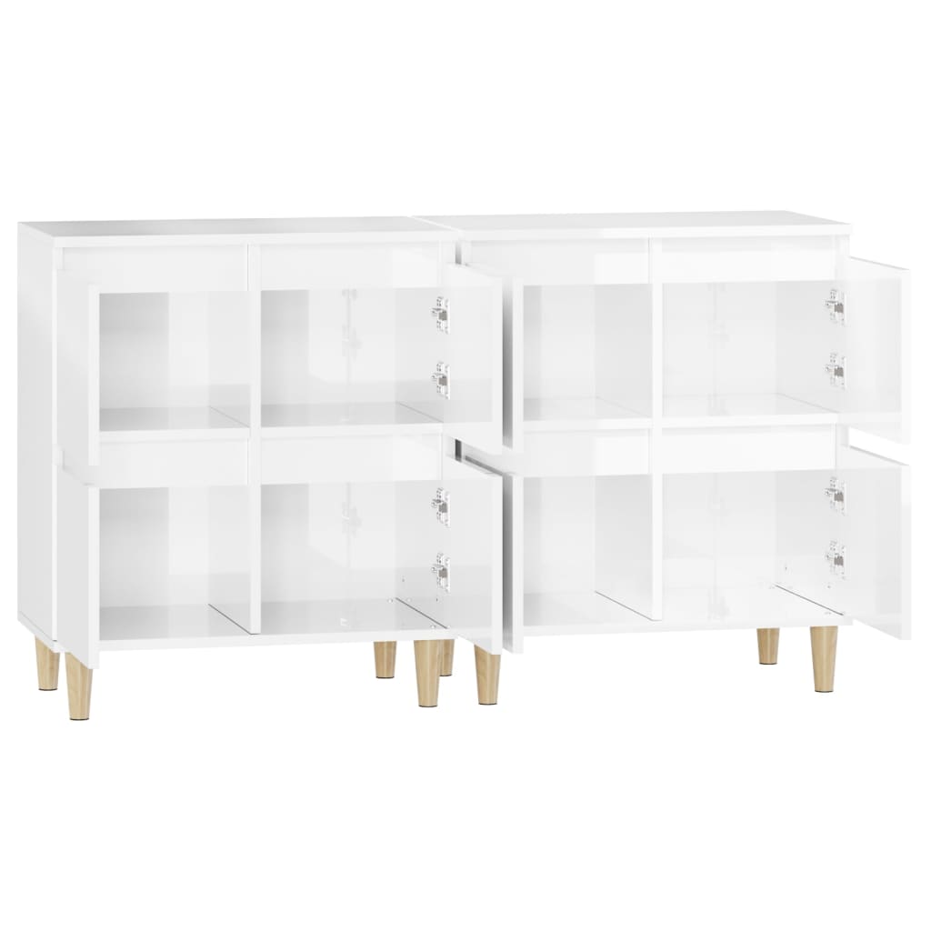 Credenze 2pz Bianco Lucido 60x35x70 cm in Legno Multistrato - homemem39