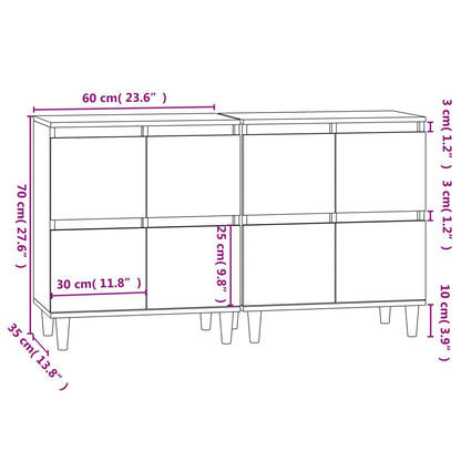 Credenze 2pz Bianco Lucido 60x35x70 cm in Legno Multistrato - homemem39