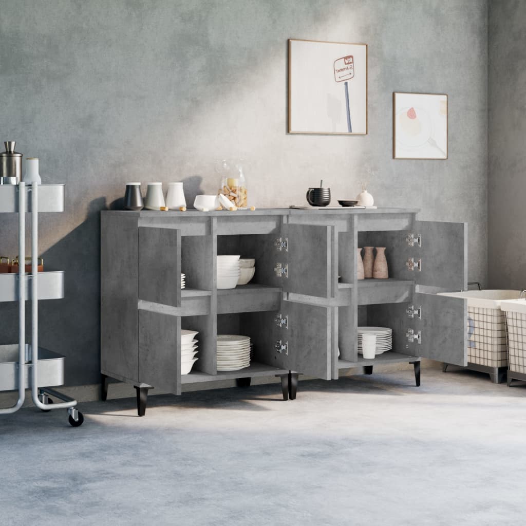 Credenze 2pz Grigio Cemento 60x35x70 cm in Legno Multistrato - homemem39