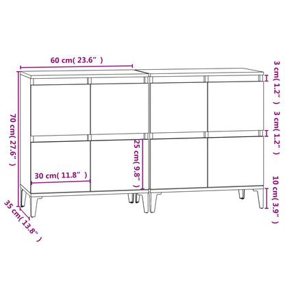 Credenze 2pz Grigio Cemento 60x35x70 cm in Legno Multistrato - homemem39