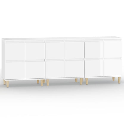 Credenze 3pz Bianco Lucido 60x35x70 cm in Legno Multistrato - homemem39