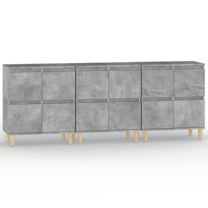 Credenze 3pz Grigio Cemento 60x35x70 cm in Legno Multistrato - homemem39