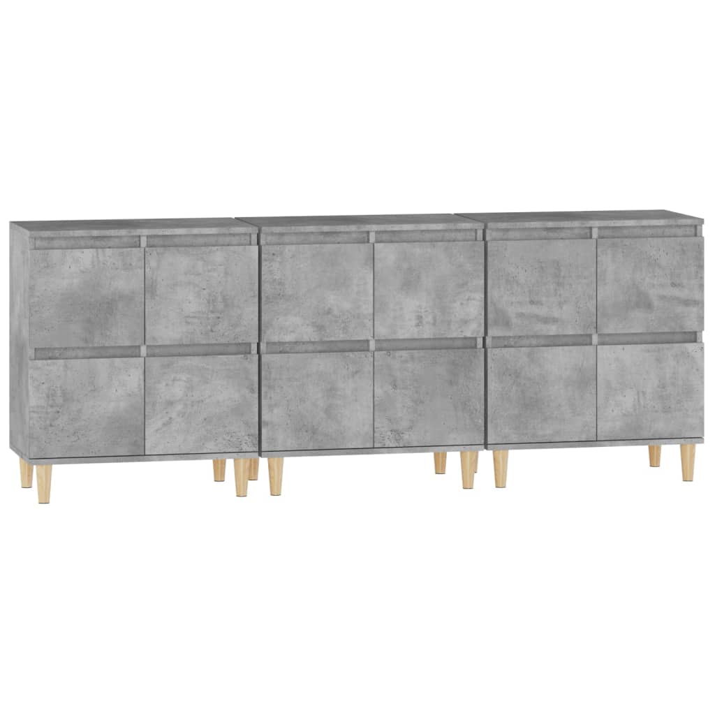 Credenze 3pz Grigio Cemento 60x35x70 cm in Legno Multistrato - homemem39