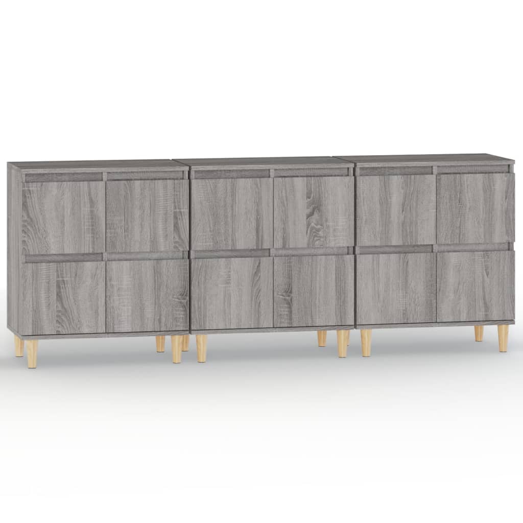 Credenze 3pz Grigio Sonoma 60x35x70 cm in Legno Multistrato - homemem39