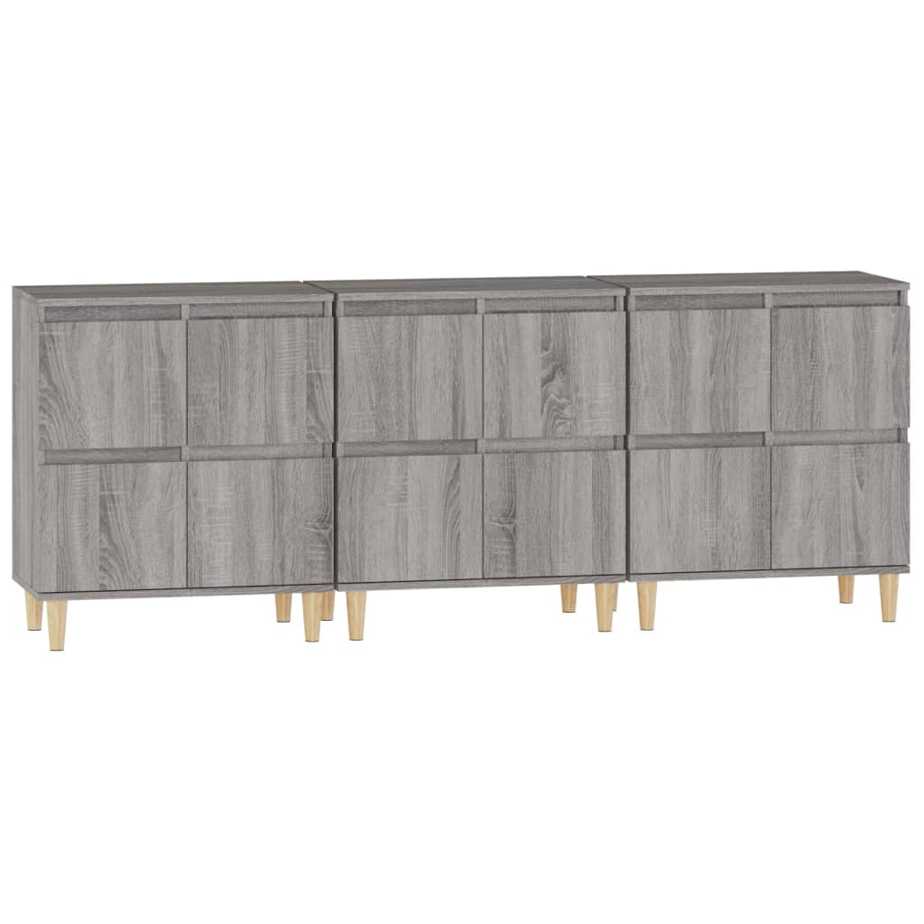 Credenze 3pz Grigio Sonoma 60x35x70 cm in Legno Multistrato - homemem39