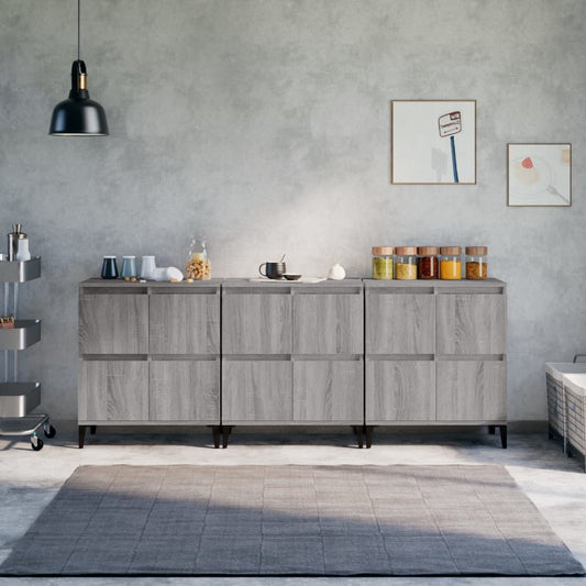 Credenze 3pz Grigio Sonoma 60x35x70 cm in Legno Multistrato - homemem39