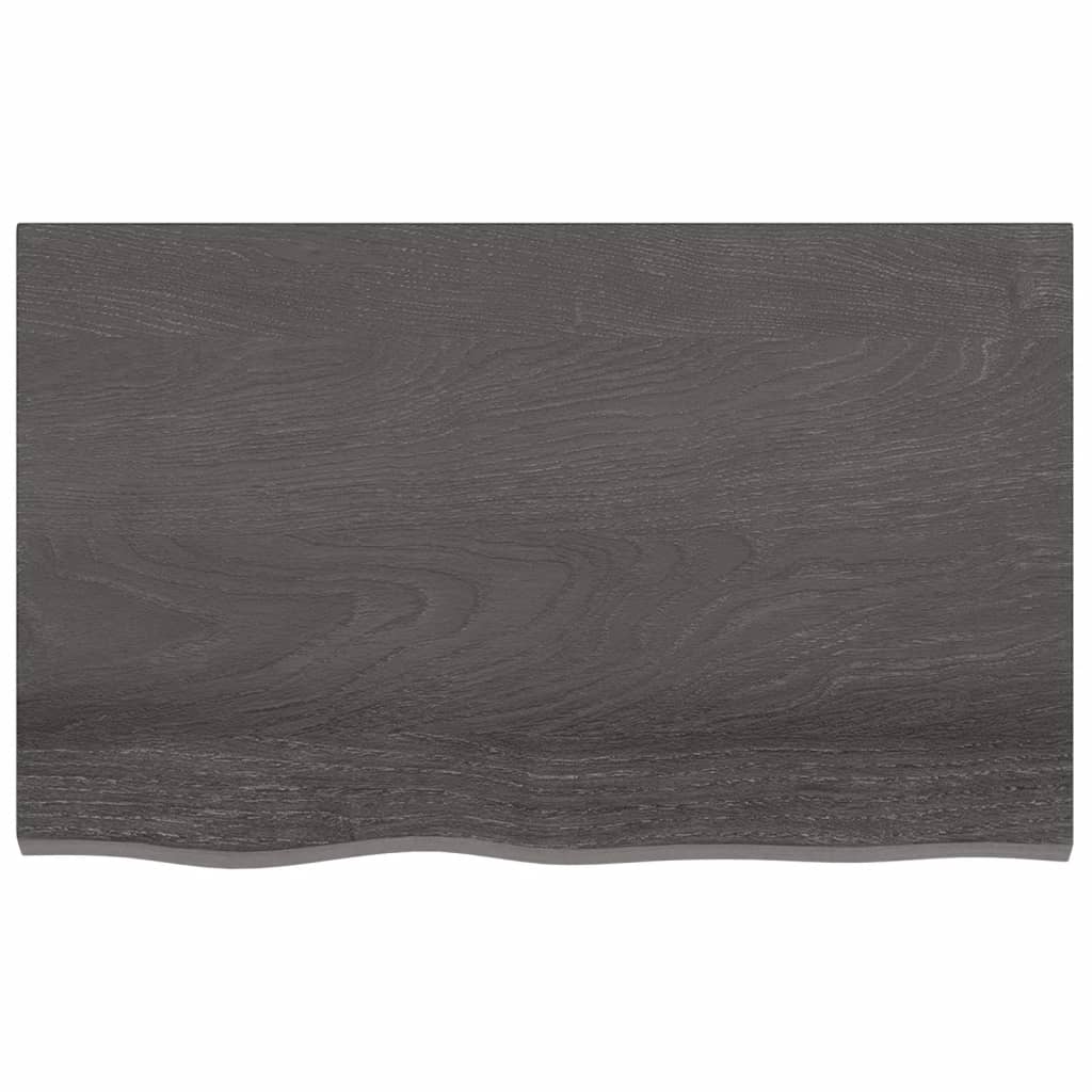 Piano Tavolo Grigio Scuro 80x50x2cm Rovere Massello Trattato - homemem39