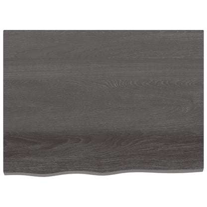 Piano Tavolo Grigio Scuro 80x60x2cm Rovere Massello Trattato - homemem39