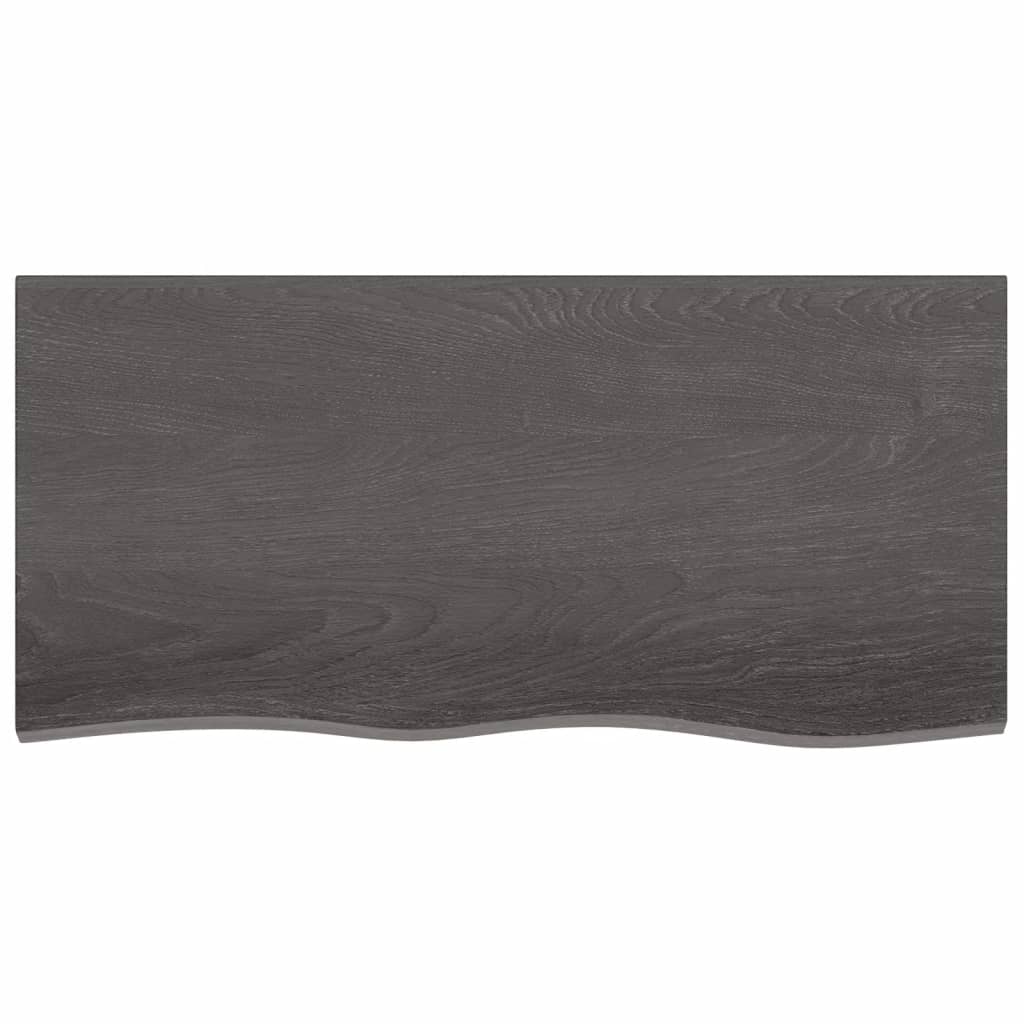 Piano Tavolo Grigio Scuro 100x50x2cm Rovere Massello Trattato - homemem39