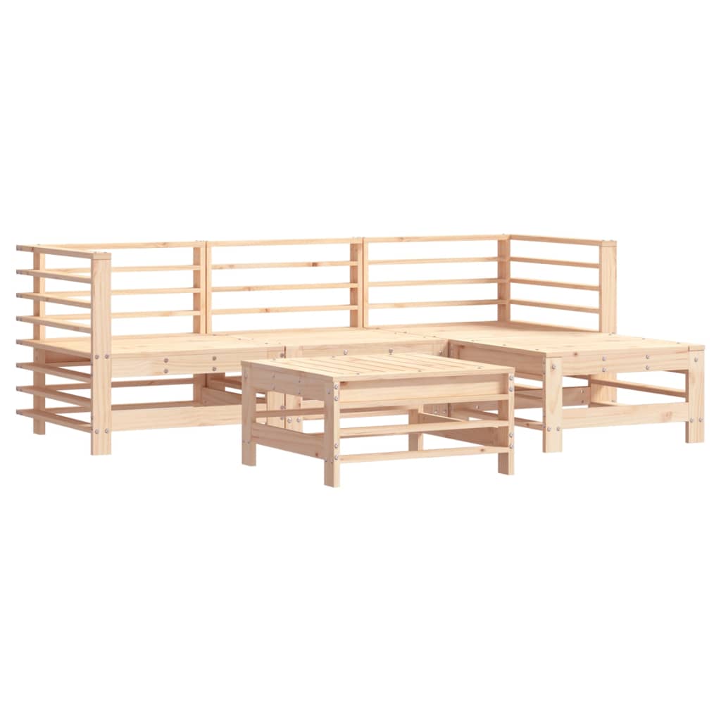 Set Divani da Giardino 5 pz con Cuscini in Legno Massello - homemem39