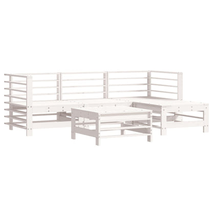 Set Divani da Giardino 5pz con Cuscini in Legno Massello Bianco - homemem39