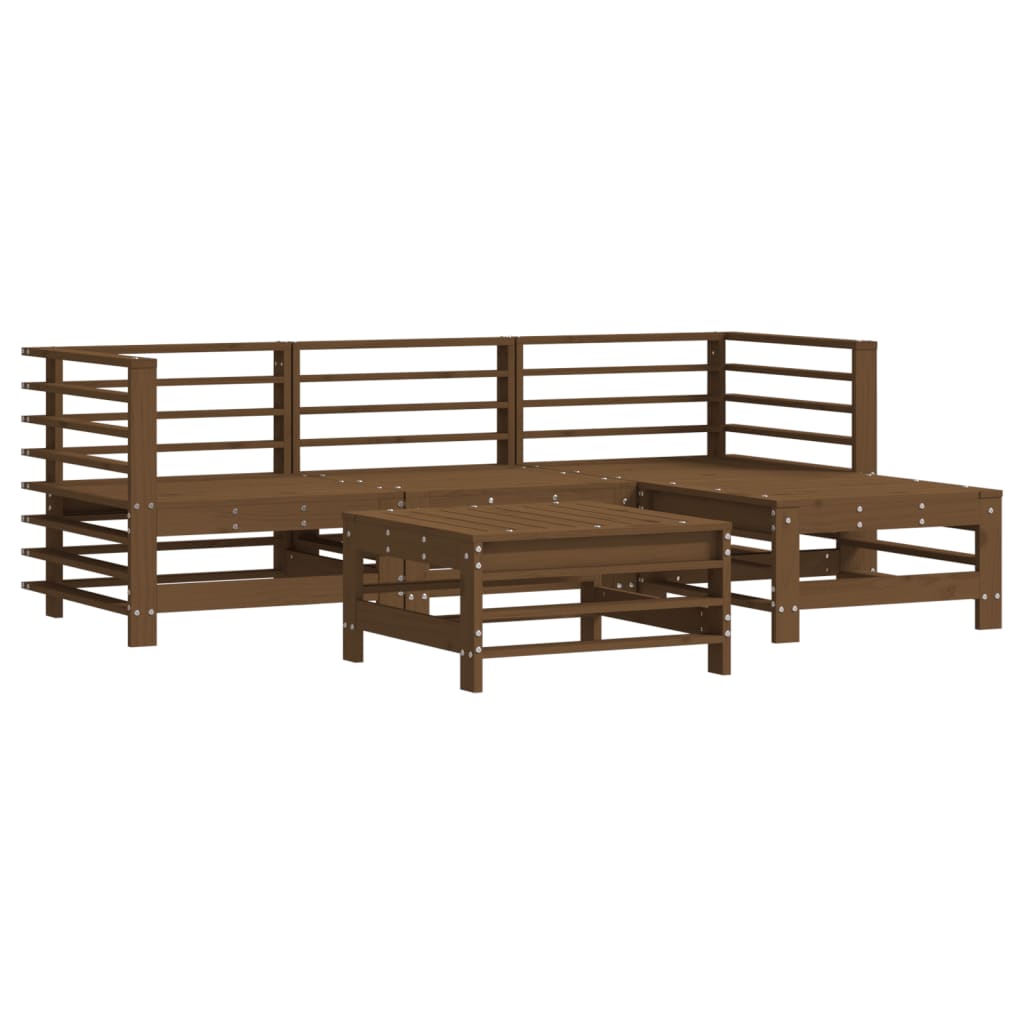 Set Divani da Giardino 5 pz con Cuscini in Legno Massello Miele - homemem39