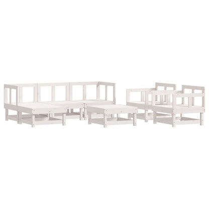 Set Divani da Giardino 7pz con Cuscini in Legno Massello Bianco - homemem39