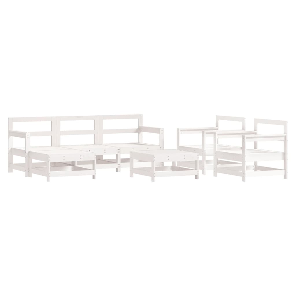 Set Divani da Giardino 7pz con Cuscini in Legno Massello Bianco - homemem39