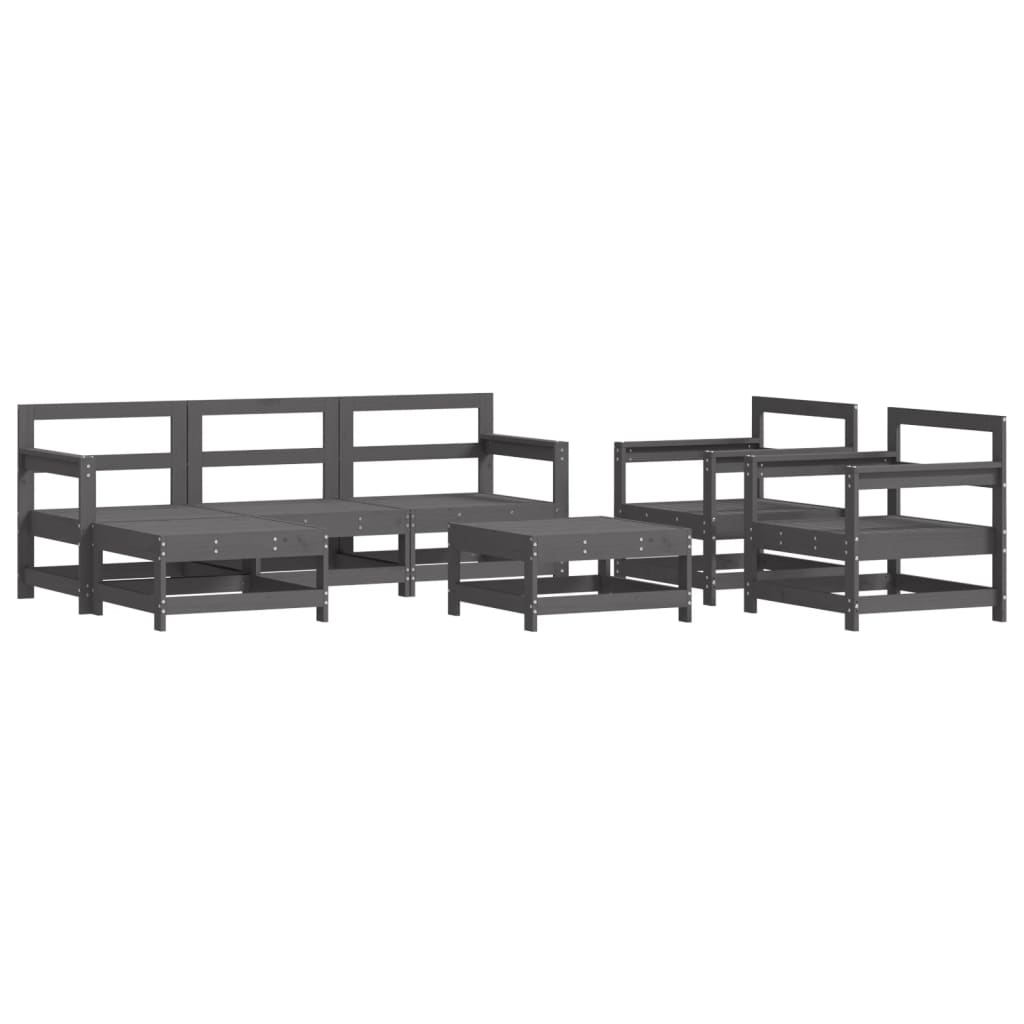 Set Divani da Giardino 7pz con Cuscini in Legno Massello Grigio - homemem39