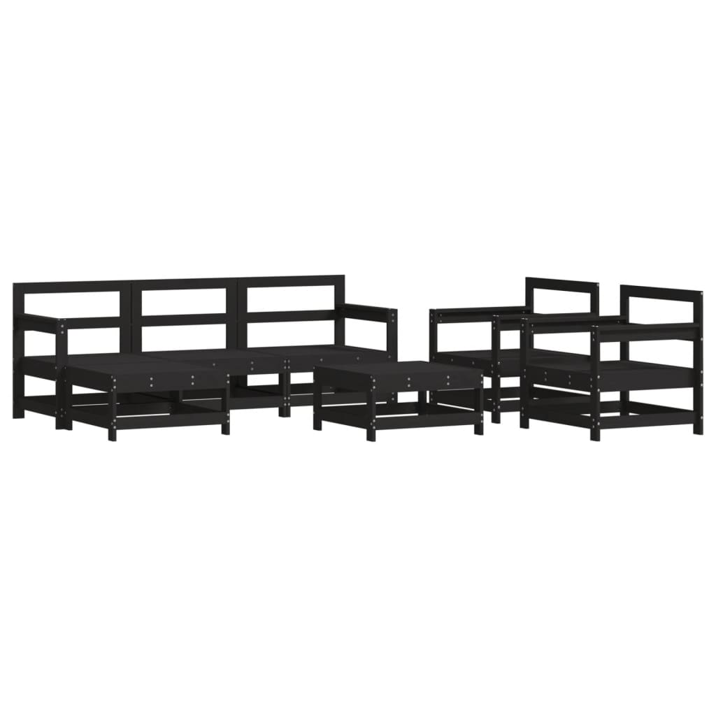 Set Divani da Giardino 7 pz con Cuscini in Legno Massello Nero - homemem39