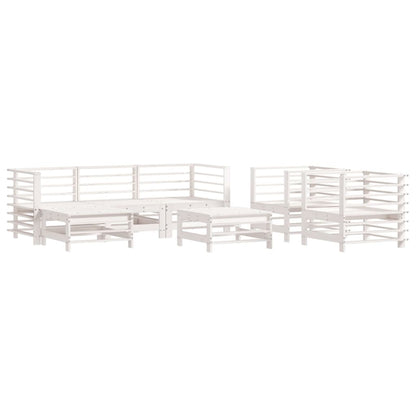 Set Divani da Giardino 7pz con Cuscini in Legno Massello Bianco - homemem39