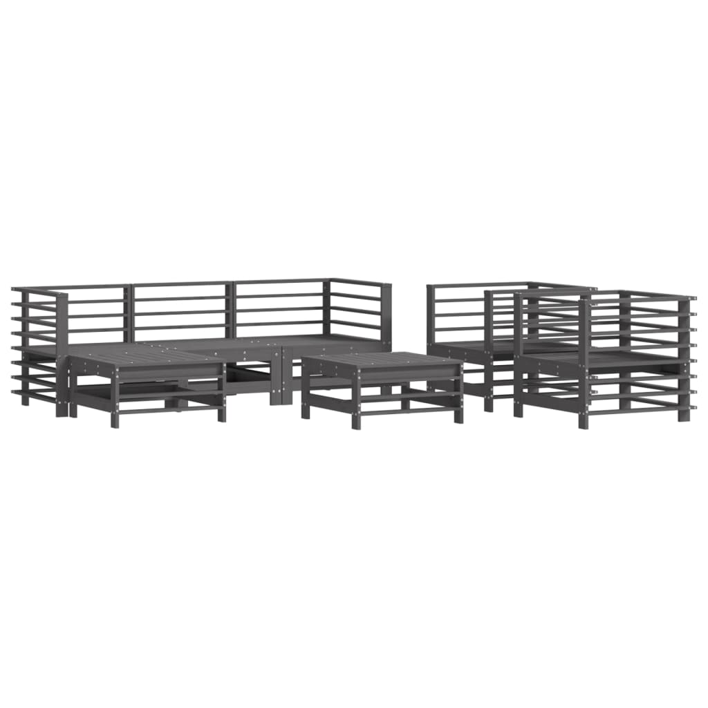 Set Divani da Giardino 7pz con Cuscini in Legno Massello Grigio - homemem39