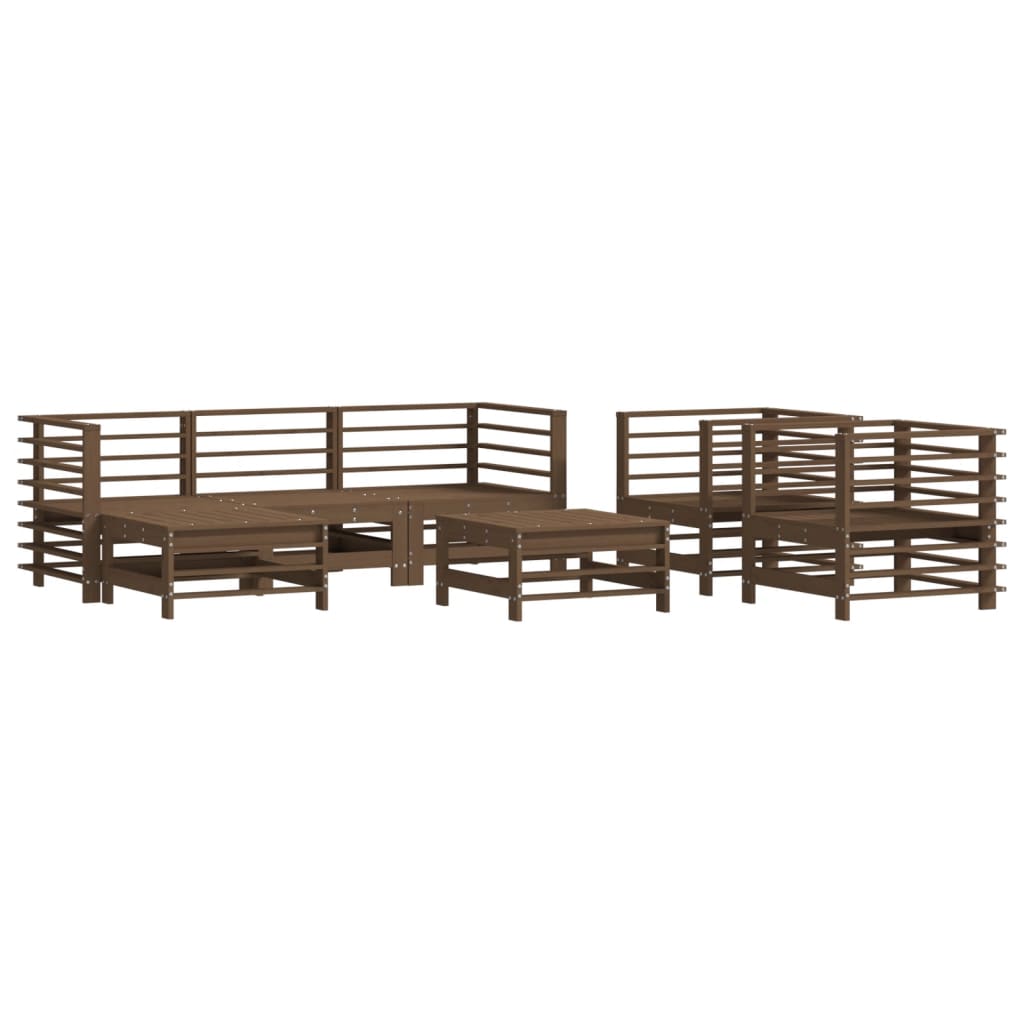 Set Divani da Giardino 7 pz con Cuscini in Legno Massello Miele - homemem39