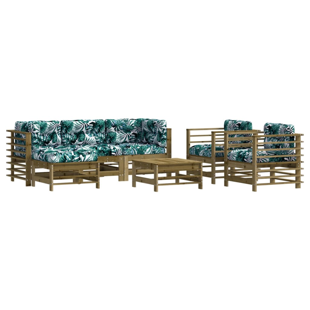 Set Divani da Giardino 7pz con Cuscini Legno Impregnato di Pino - homemem39