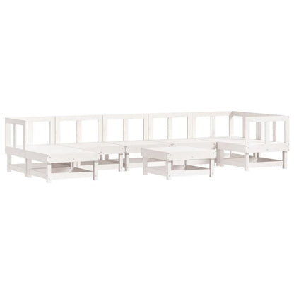 Set Divani da Giardino 8pz con Cuscini in Legno Massello Bianco - homemem39