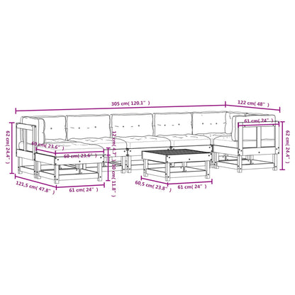 Set Divani da Giardino 8pz con Cuscini in Legno Massello Bianco - homemem39