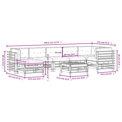 Set Divani da Giardino 8pz con Cuscini in Legno Massello Grigio - homemem39