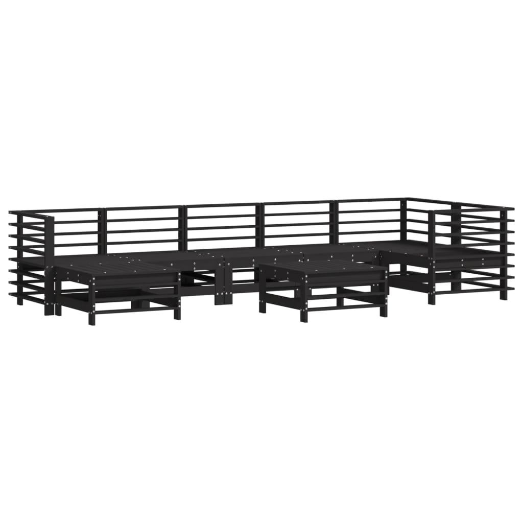 Set Divani da Giardino 8 pz con Cuscini in Legno Massello Nero - homemem39