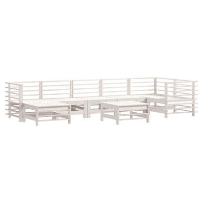 Set Divani da Giardino 8pz con Cuscini in Legno Massello Bianco - homemem39