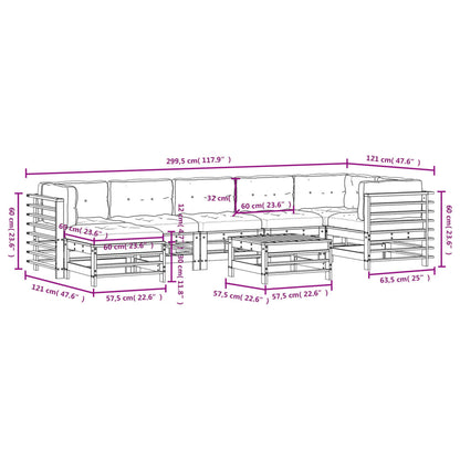 Set Divani da Giardino 8pz con Cuscini in Legno Massello Bianco - homemem39