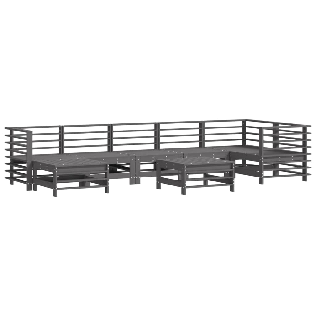 Set Divani da Giardino 8pz con Cuscini in Legno Massello Grigio - homemem39