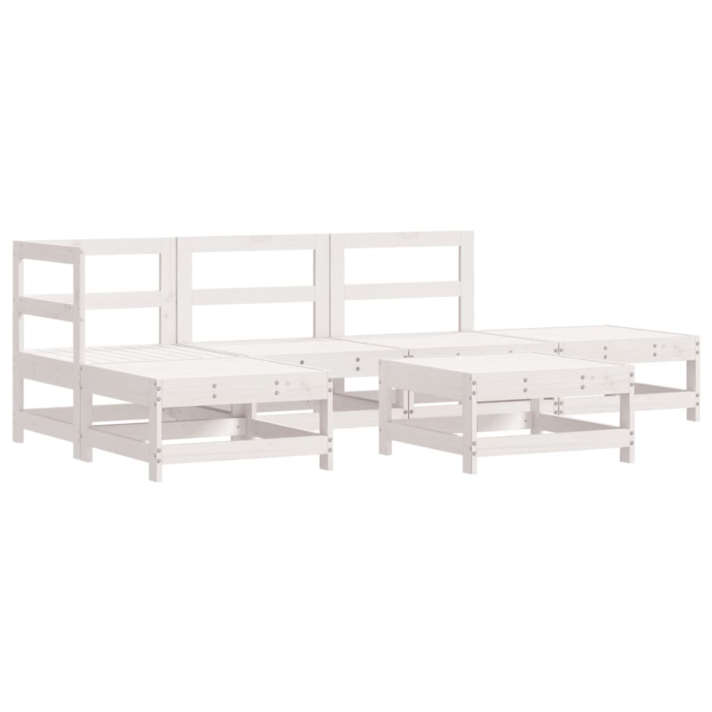 Set Divani da Giardino 6pz con Cuscini in Legno Massello Bianco - homemem39